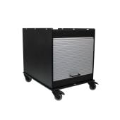 TrippNT 24 in HDPE Black Equipment Cart, Adjustable Shelf, Tambour Door, 18 x 24 in Tray Top