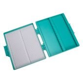 United Scientific 100-Place Aqua Polystyrene Hinged Slide Storage Boxes