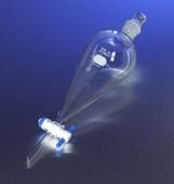 PYREX© Squibb Pear-shaped Separatory Funnels, PTFE Product Standard Stopcock, Glass Standard Taper Stopper