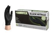 AMMEX Exam Grade Black Nitrile Gloves, S- XL