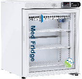 American Biotech Supply 1 cu ft. NSF Certified Glass Door Countertop Pharmacy Refrigerator, Right Hinge, Exterior