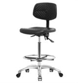 Black Polyurethane Chrome Base Chairs, High Bench Height