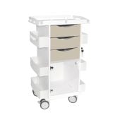 TrippNT Core DX HDPE White Cart, Beige Drawers, Hinged Door, Railtop