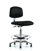 ESD & Class 10 Clean Room Chrome Base Vinyl Chairs, High Bench Height