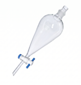 PYREX© Squibb Pear-shaped Separatory Funnels, PTFE Product Standard Stopcock, Glass Standard Taper Stopper