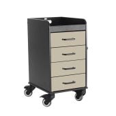 TrippNT 4 Drawer HDPE Black Compact Cart, Beige Drawers