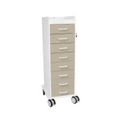 TrippNT Tall 8 Drawer HDPE Locking Cart, Beige Drawers
