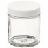Class 2 Short Straight Sided Wide Mouth Glass Jars, 0.015 in PTFE Lined White Polypropylene Closure