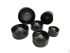 Black Ribbed Phenolic Screw Caps, PolyCone Liner