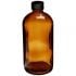 Amber Boston Round Glass Bottles with Assembled Black PE Cone Lined Phenolic Closures, Class 1