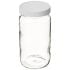 Class 1 Tall Straight Sided Wide Mouth Glass Jars, 0.015 in PTFE Lined White Polypropylene Closure