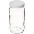 Class 1 Tall Straight Sided Wide Mouth Glass Jars, Unlined White Polypropylene Closure