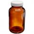 Standard Amber Glass Wide Mouth Packers, Assembled with White Polypropylene Closure, .015" PTFE Lined