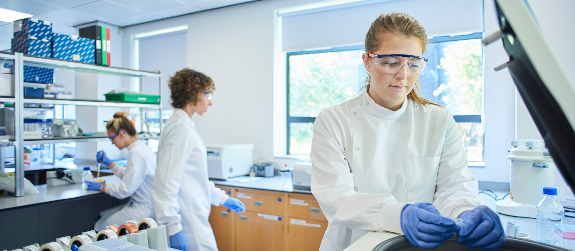 Women working in a lab testing space